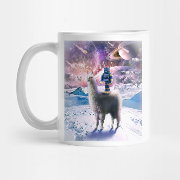 Cute Robot Riding Llama In Galaxy Space by Random Galaxy